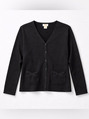 Vintage Talbots VNeck Black Cardigan Silk Blend Size XL Square Buttons